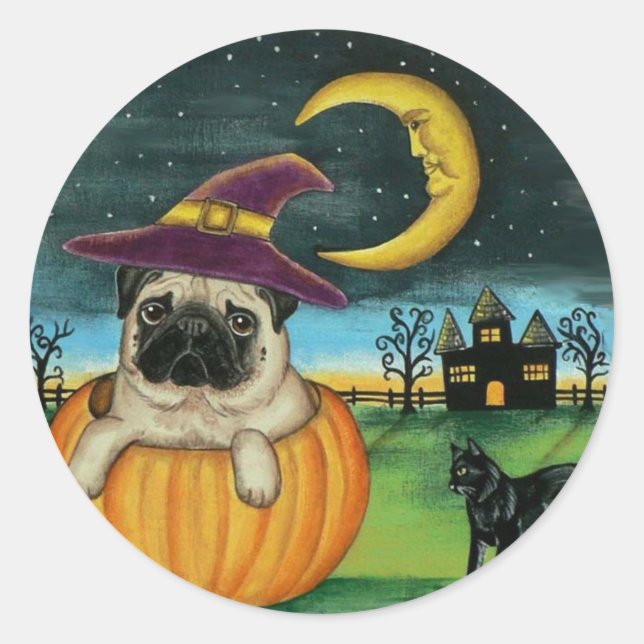 Halloween Pug Dog Stickers (Front)