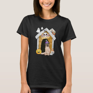 Halloween Pug Dog Witch Haunted House T-Shirt