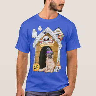 Halloween Pug Dog Witch Haunted House T-Shirt