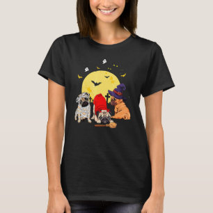 Halloween Pug Dogs Mummy Witch Demon Costumes T-Shirt
