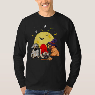 Halloween Pug Dogs Mummy Witch Demon Costumes T-Shirt