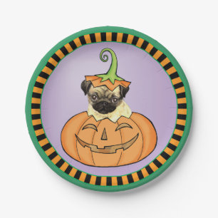 Halloween Pug Paper Plate