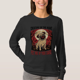 Halloween Pug Shirt with Spooky Graveyard Vintage