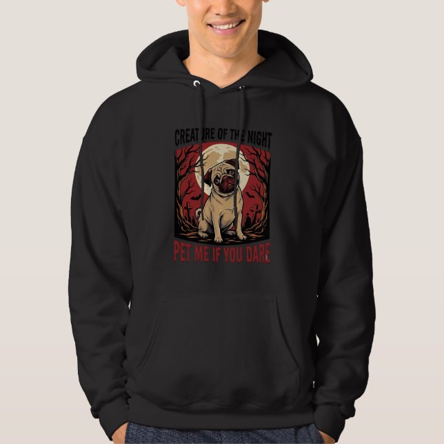 Halloween Pug Shirt with Spooky Graveyard Vintage  (Front)