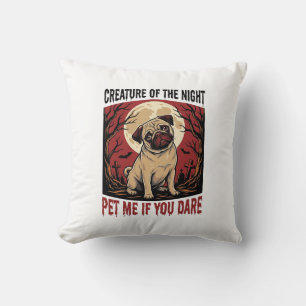 Halloween Pug Shirt with Spooky Graveyard Vintage Cushion