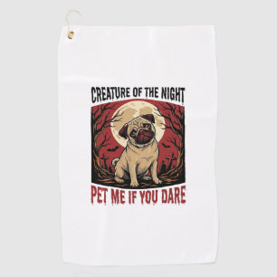 Halloween Pug Shirt with Spooky Graveyard Vintage  Golf Towel