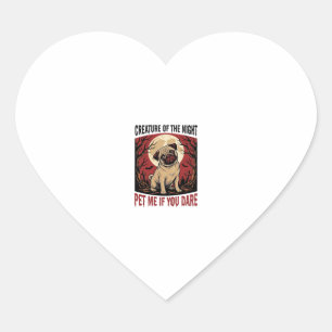Halloween Pug Shirt with Spooky Graveyard Vintage Heart Sticker