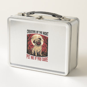 Halloween Pug Shirt with Spooky Graveyard Vintage Metal Lunch Box
