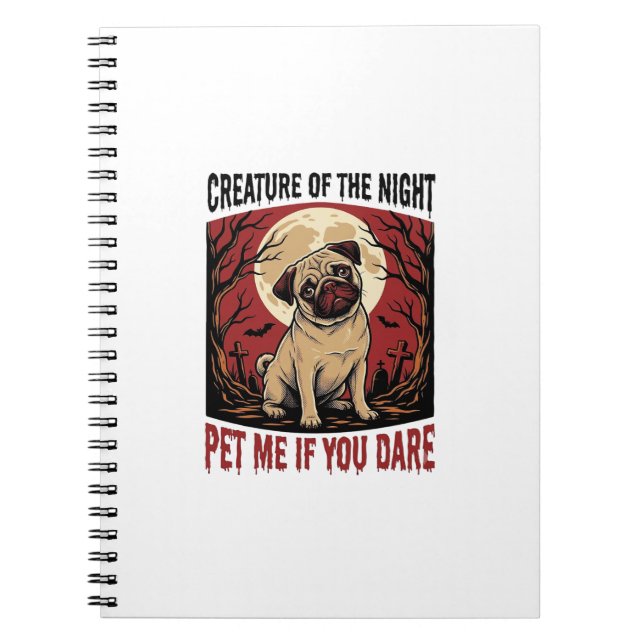 Halloween Pug Shirt with Spooky Graveyard Vintage  Notebook (Front)