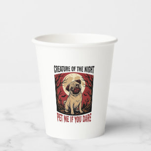 Halloween Pug Shirt with Spooky Graveyard Vintage  Paper Cups