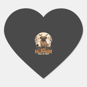 Halloween Pug Trick or Treat Moon Heart Sticker