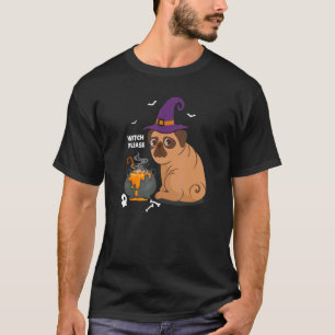 Halloween Pug Witch Hat Pugkin Cute For Pug Dog T-Shirt