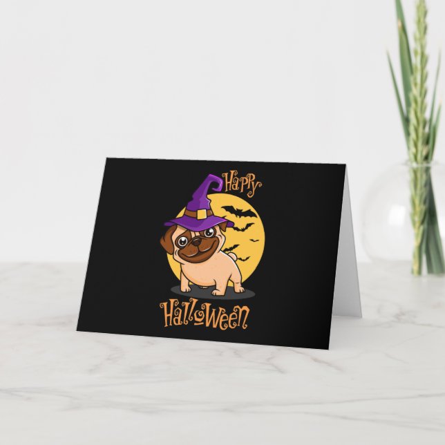 Halloween Puggy Greeting Card (Blank) (Front)