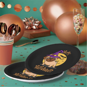 Halloween Puggy Paper Plates