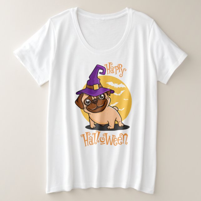 Halloween Puggy Plus-Size Shirt (Design Front)