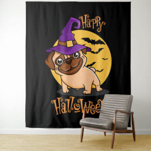 Halloween Puggy Tapestry