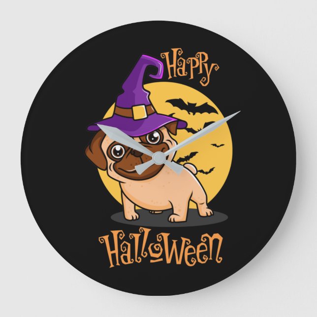 Halloween Puggy Wall Clock (Front)