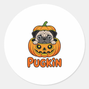 Halloween Pugkin, Pumpkin Pug Dog Classic Round Sticker