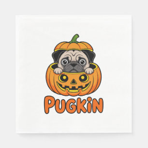 Halloween Pugkin, Pumpkin Pug Dog Napkin
