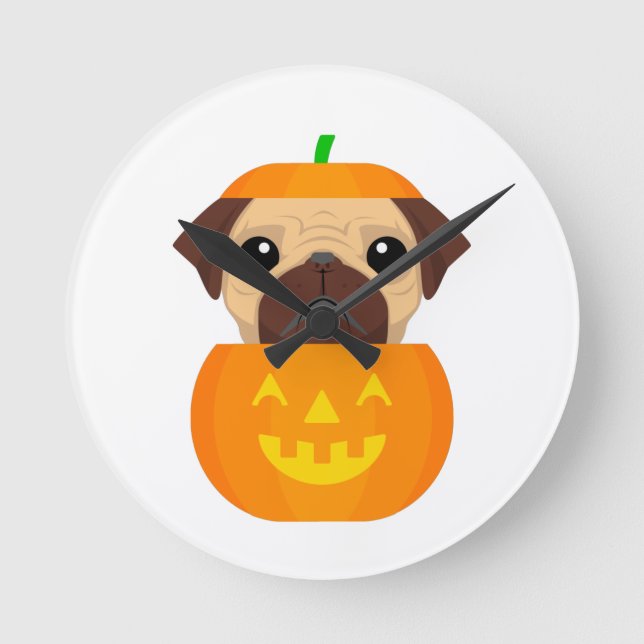 Halloween Pugkin     Round Clock (Front)