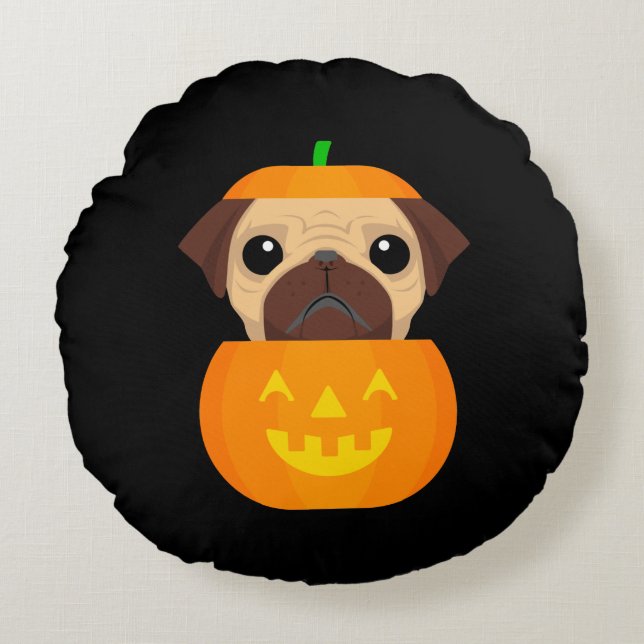 Halloween Pugkin   Round Cushion (Front)