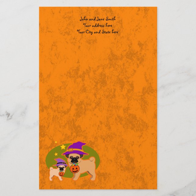 Halloween pugs stationery (Front)