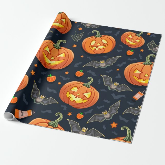 Halloween Pumkin Wrapping Paper (Unrolled)