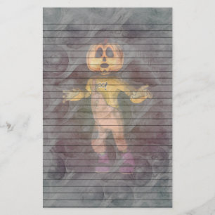 Halloween Pumpkin2 Swirl stationery-optional lines Stationery