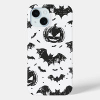 Halloween Pumpkin and Bats Pattern Vintage Fall