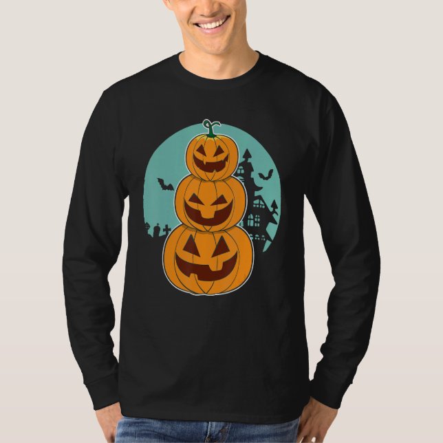 Halloween Pumpkin And Cute Totem With Jack o lante T-Shirt (Front)