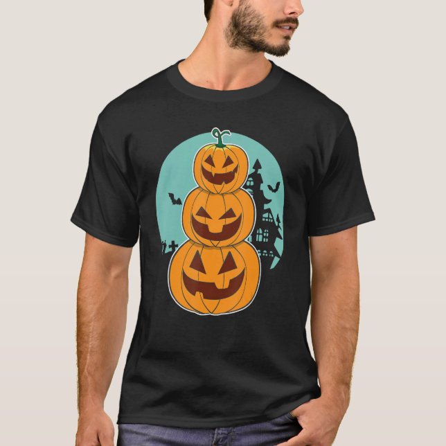 Halloween Pumpkin And Cute Totem With Jack o lante T-Shirt (Front)