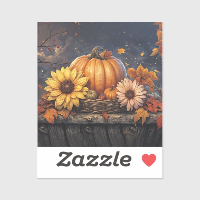 Halloween Pumpkin and Fall Foliage Leaves Pretty (Sheet)