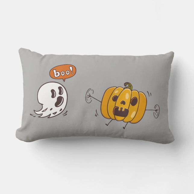 Halloween Pumpkin and Ghost Boo Pillow (Front)