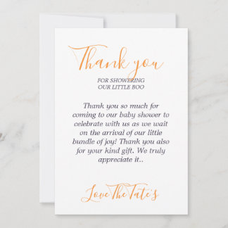 Halloween Pumpkin Animals Little Boo Baby Shower Thank You Card