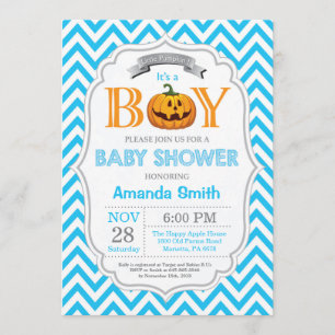 Halloween Pumpkin Baby Shower Invitation Boy