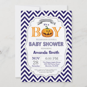 Halloween Pumpkin Baby Shower Invitation Boy