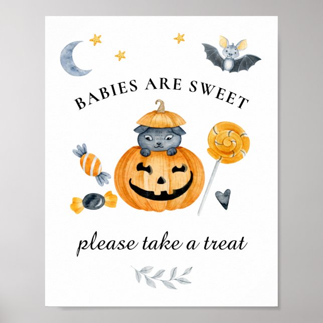 Halloween Pumpkin Baby Shower Sweets Sign (Front)