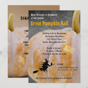 Halloween Pumpkin Ball + Menu Witch Invitation
