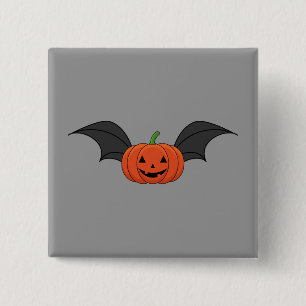Halloween Pumpkin Bat 15 Cm Square Badge