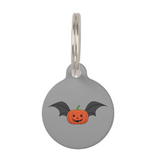 Halloween Pumpkin Bat   Add Name Pet Tag