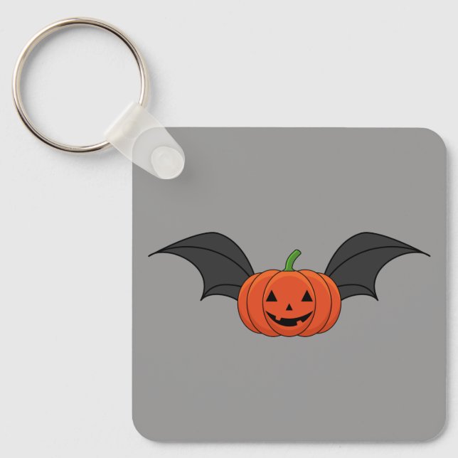 Halloween Pumpkin Bat Key Ring (Front)