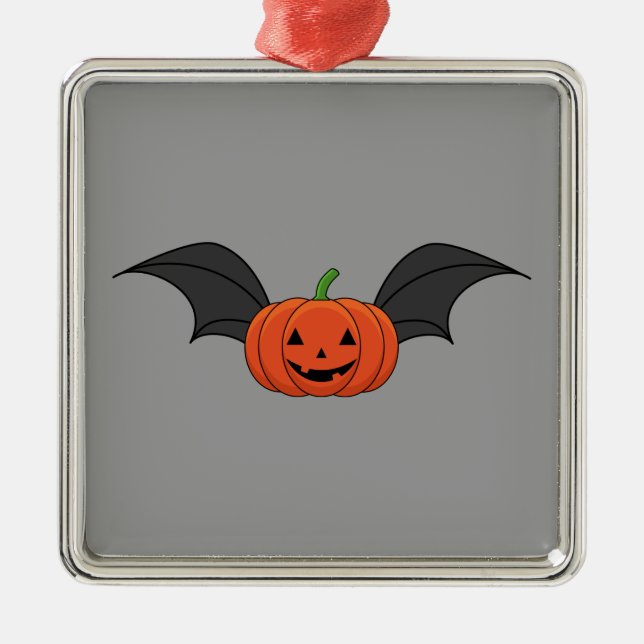 Halloween Pumpkin Bat Metal Tree Decoration (Front)