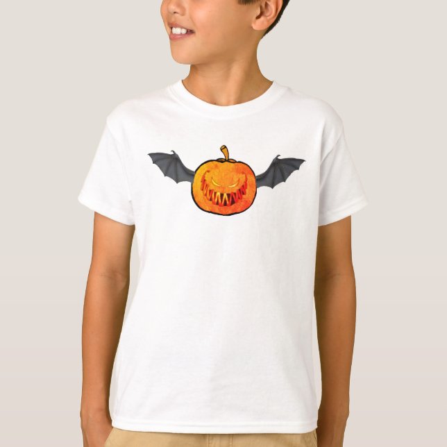Halloween pumpkin bat T-Shirt (Front)