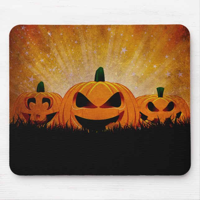 Halloween Pumpkin Bats & Witches #8 Mouse Pad (Front)