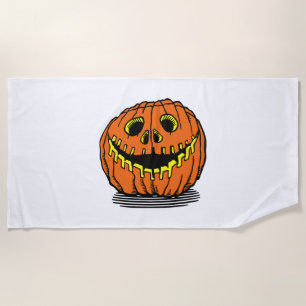 halloween pumpkin beach towel