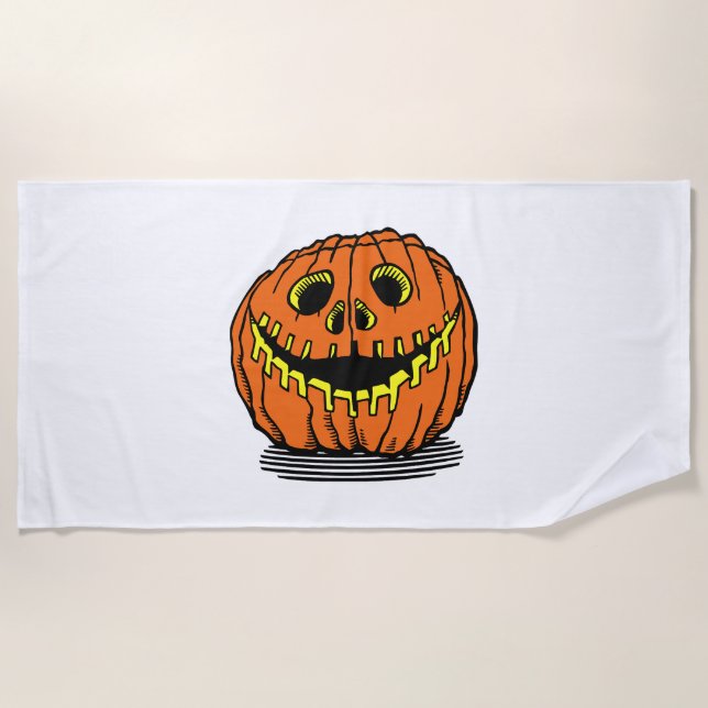 halloween pumpkin beach towel (Front)