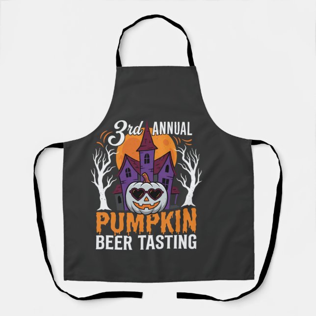 Halloween Pumpkin Beer Tasting Haunted House Apron (Front)