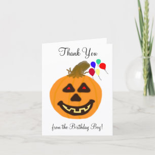 Halloween Pumpkin Birthday Boy Thank You Card