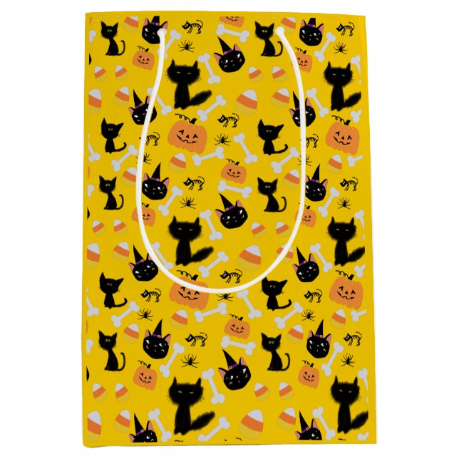 Halloween Pumpkin & Black Cats Gift Bag (Front)