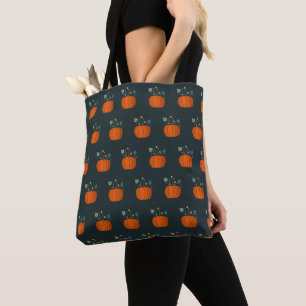 Halloween Pumpkin Black Tote Bag